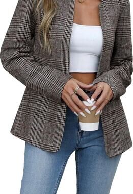 Mina Self Plaid Blazer Jacket SZ S NWT